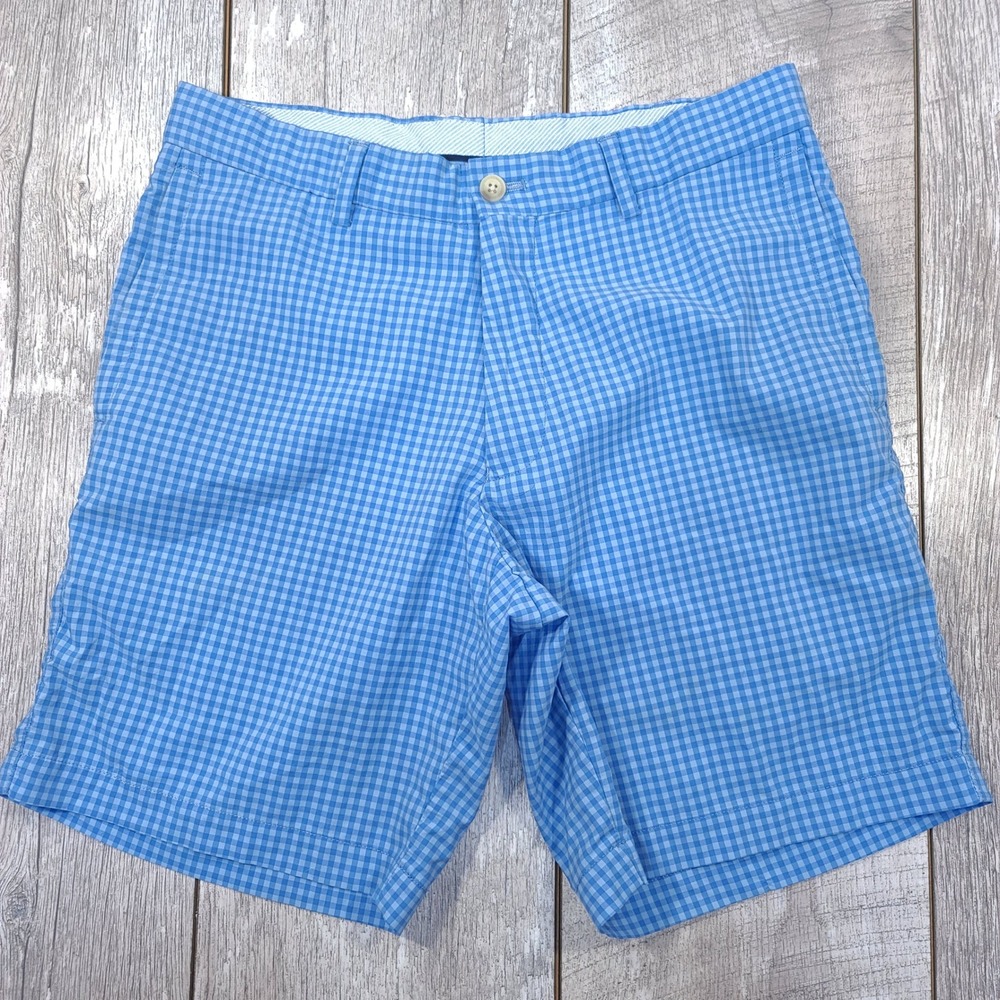 Peter Millar Golf Shorts Mens 30 Blue Gingham Featherweight Performance MS19EB93
